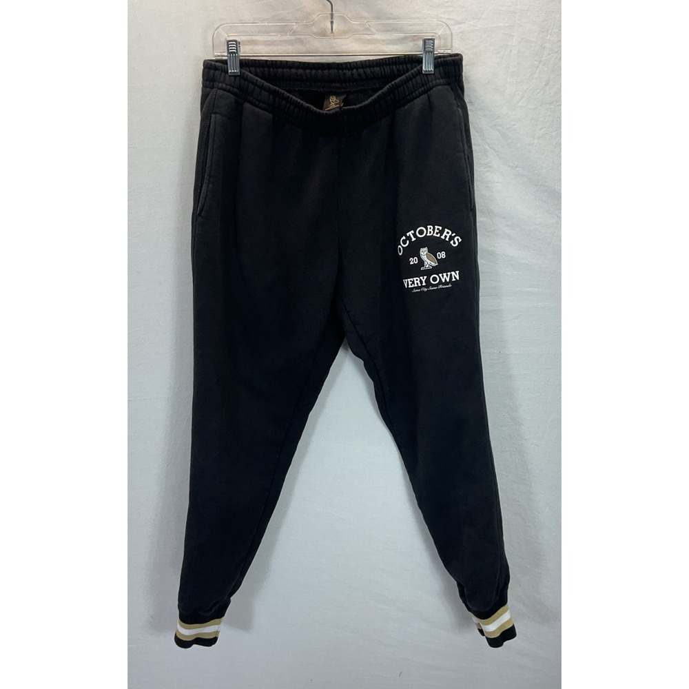 October's Very‎ Own OVO Collegiate Sweatpants Washed Black L Drake Gold band
